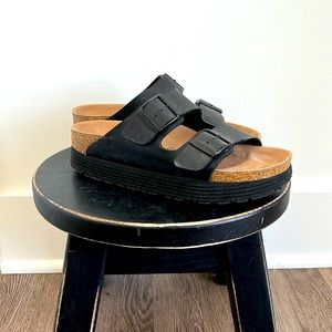 Birkenstock Platform Arizona, Black - size 38